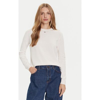 Tommy Jeans Sweter Essential DW0DW20159 Écru Regular Fit M Kremowy Damskie Tommy Jeans Sweter Essential DW0DW20159 Écru Regular Fit M Kremowy Damskie