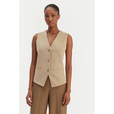 Weekend Max Mara Kamizelka garniturowa Poggio 2615911021 Beżowy Slim Fit S Beżowy Damskie Weekend Max Mara Kamizelka garniturowa Poggio 2615911021 Beżowy Slim Fit S Beżowy Damskie