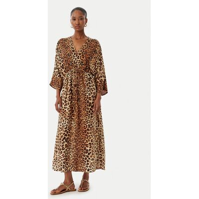 LOLA CASADEMUNT Sukienka letnia LS2616021 Brązowy Relaxed Fit XS Brązowy Damskie LOLA CASADEMUNT Sukienka letnia LS2616021 Brązowy Relaxed Fit XS Brązowy Damskie