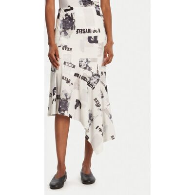 Desigual Spódnica midi Breaking News 25WWFK07 Biały Regular Fit XS Biały Damskie Desigual Spódnica midi Breaking News 25WWFK07 Biały Regular Fit XS Biały Damskie