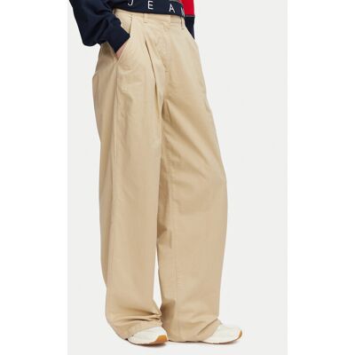 Tommy Jeans Spodnie materiałowe DW0DW21698 Beżowy Regular Fit 28_30 Beżowy Damskie Tommy Jeans Spodnie materiałowe DW0DW21698 Beżowy Regular Fit 28_30 Beżowy Damskie