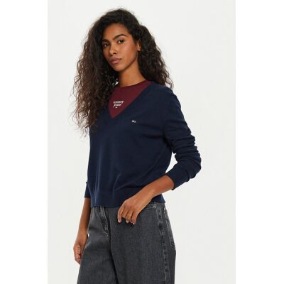 Tommy Jeans Sweter Tjw Essential DW0DW18670 Granatowy Regular Fit S Granatowy Damskie Tommy Jeans Sweter Tjw Essential DW0DW18670 Granatowy Regular Fit S Granatowy Damskie