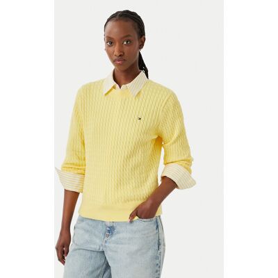 Tommy Hilfiger Sweter Fine WW0WW44993 Żółty jasny Regular Fit XXS Żółty jasny Damskie Tommy Hilfiger Sweter Fine WW0WW44993 Żółty jasny Regular Fit XXS Żółty jasny Damskie