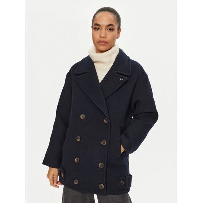 Tommy Jeans Płaszcz przejściowy DW0DW19752 Granatowy Regular Fit S Granatowy Damskie Tommy Jeans Płaszcz przejściowy DW0DW19752 Granatowy Regular Fit S Granatowy Damskie