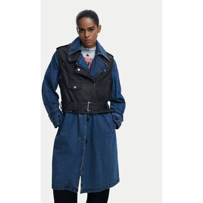 Desigual Płaszcz z imitacji skóry Denimbike 25WWEW52 Niebieski Regular Fit XL Niebieski Damskie Desigual Płaszcz z imitacji skóry Denimbike 25WWEW52 Niebieski Regular Fit XL Niebieski Damskie