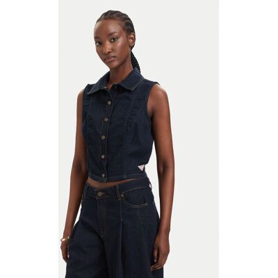 Guess Jeans Kamizelka W6GHZ9 D7971 Granatowy Regular Fit XXL Granatowy Damskie Guess Jeans Kamizelka W6GHZ9 D7971 Granatowy Regular Fit XXL Granatowy Damskie