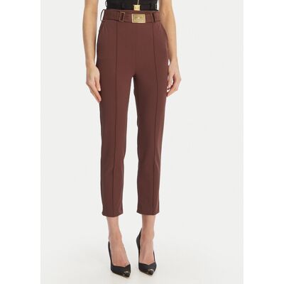 Elisabetta Franchi Spodnie materiałowe PA-132-61E2-V350 Brązowy Regular Fit 46 Brązowy Damskie Elisabetta Franchi Spodnie materiałowe PA-132-61E2-V350 Brązowy Regular Fit 46 Brązowy Damskie