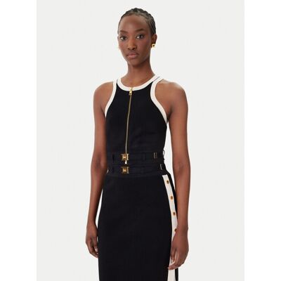 Elisabetta Franchi Top TK-71S-61E2-V270 Czarny Regular Fit 40 Czarny Damskie Elisabetta Franchi Top TK-71S-61E2-V270 Czarny Regular Fit 40 Czarny Damskie