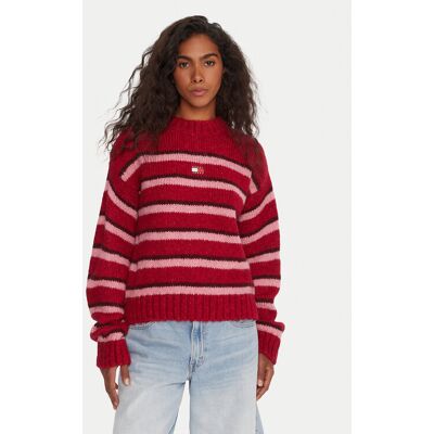 Tommy Jeans Sweter Badge DW0DW21679 Czerwony Relaxed Fit M Czerwony Damskie Tommy Jeans Sweter Badge DW0DW21679 Czerwony Relaxed Fit M Czerwony Damskie