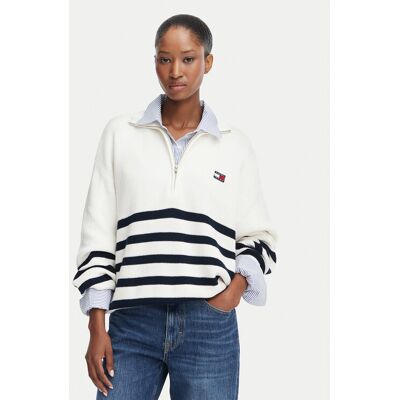 Tommy Jeans Sweter DW0DW22928 Kremowy Regular Fit L Kremowy Damskie Tommy Jeans Sweter DW0DW22928 Kremowy Regular Fit L Kremowy Damskie