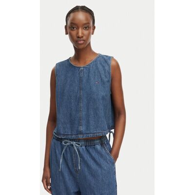 Tommy Jeans Top DW0DW22609 Niebieski Regular Fit M Niebieski Damskie Tommy Jeans Top DW0DW22609 Niebieski Regular Fit M Niebieski Damskie
