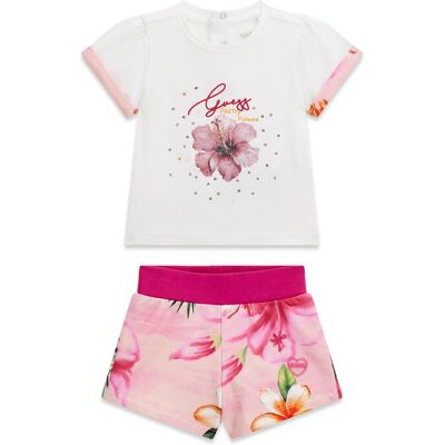Guess Komplet t-shirt i spodenki A6GG01 K6YW4 Różowy Regular Fit 12M Różowy Dziewczynka Guess Komplet t-shirt i spodenki A6GG01 K6YW4 Różowy Regular Fit 12M Różowy Dziewczynka