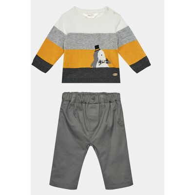 Mayoral Komplet sweter i spodnie materiałowe 2.521 Szary Regular Fit 1_2M Szary Chłopiec Mayoral Komplet sweter i spodnie materiałowe 2.521 Szary Regular Fit 1_2M Szary Chłopiec