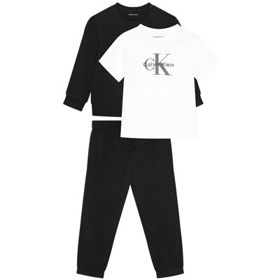 Calvin Klein Jeans Komplet bluza, bluzka i spodnie Monogram IN0IN00336 Czarny Regular Fit 74 Czarny Unisex Dziecko Calvin Klein Jeans Komplet bluza, bluzka i spodnie Monogram IN0IN00336 Czarny Regular Fit 74 Czarny Unisex Dziecko