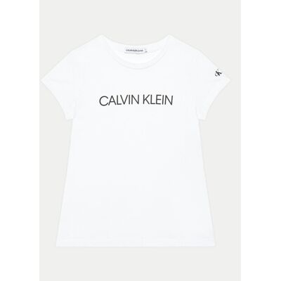Calvin Klein Jeans T-Shirt IG0IG00380 Biały Regular Fit 8 Biały Dziewczynka Calvin Klein Jeans T-Shirt IG0IG00380 Biały Regular Fit 8 Biały Dziewczynka