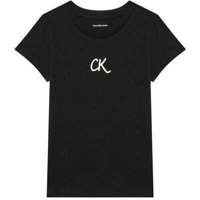 Calvin Klein Jeans T-Shirt Glitter IG0IG02972 D Czarny Slim Fit 8 Czarny Dziewczynka Calvin Klein Jeans T-Shirt Glitter IG0IG02972 D Czarny Slim Fit 8 Czarny Dziewczynka