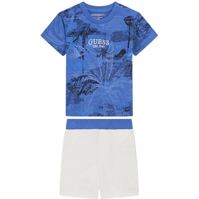 Guess Komplet t-shirt i spodenki I6GG10 K8HM4 Niebieski Regular Fit 6_9M Niebieski Chłopiec Guess Komplet t-shirt i spodenki I6GG10 K8HM4 Niebieski Regular Fit 6_9M Niebieski Chłopiec