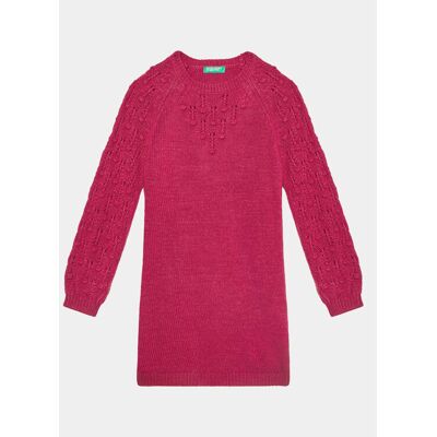 United Colors Of Benetton Sukienka dzianinowa 1UTKCV002 Różowy Regular Fit 110 Różowy Dziewczynka United Colors Of Benetton Sukienka dzianinowa 1UTKCV002 Różowy Regular Fit 110 Różowy Dziewczynka