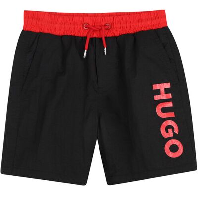 HUGO Szorty kąpielowe G01185 D Czarny Regular Fit 16Y Czarny Chłopiec HUGO Szorty kąpielowe G01185 D Czarny Regular Fit 16Y Czarny Chłopiec