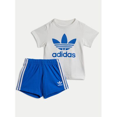 Adidas Komplet t-shirt i spodenki JE0525 Niebieski Regular Fit 6_9M Niebieski Chłopiec Adidas Komplet t-shirt i spodenki JE0525 Niebieski Regular Fit 6_9M Niebieski Chłopiec