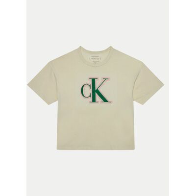 Calvin Klein Jeans T-Shirt IG0IG02806 Écru Boxy Fit 12 Kremowy Dziewczynka Calvin Klein Jeans T-Shirt IG0IG02806 Écru Boxy Fit 12 Kremowy Dziewczynka