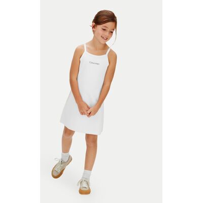 Calvin Klein Sukienka letnia Skater LVCKSJH08G Biały Regular Fit 14Y Biały Dziewczynka Calvin Klein Sukienka letnia Skater LVCKSJH08G Biały Regular Fit 14Y Biały Dziewczynka