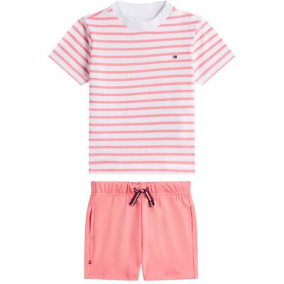 Tommy Hilfiger Komplet t-shirt i spodenki Essential KN0KN02379 Różowy Regular Fit 62 Różowy Dziewczynka Tommy Hilfiger Komplet t-shirt i spodenki Essential KN0KN02379 Różowy Regular Fit 62 Różowy Dziewczynka