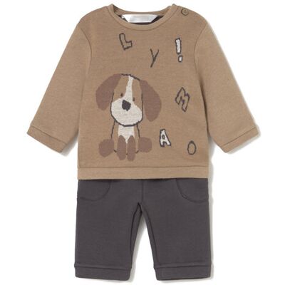 Mayoral Komplet sweter i spodnie materiałowe 2583 Brązowy Regular Fit 2_4M Brązowy Chłopiec Mayoral Komplet sweter i spodnie materiałowe 2583 Brązowy Regular Fit 2_4M Brązowy Chłopiec