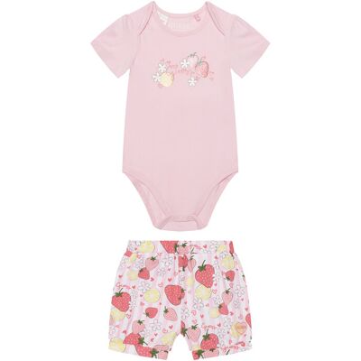 Guess Komplet body i szorty S6GG05 K6YW4 Różowy Regular Fit 3_6M Różowy Dziewczynka Guess Komplet body i szorty S6GG05 K6YW4 Różowy Regular Fit 3_6M Różowy Dziewczynka