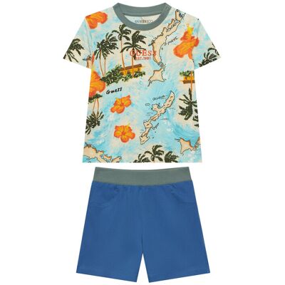 Guess Zestaw dla niemowląt I6GG10 K8HM4 Niebieski Regular Fit 6_9M Niebieski Chłopiec Guess Zestaw dla niemowląt I6GG10 K8HM4 Niebieski Regular Fit 6_9M Niebieski Chłopiec