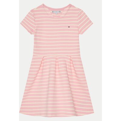 Tommy Hilfiger Dzieci Rozszerzona Różowa Sukienka - Sukienka Tommy Hilfiger Dzieci Rozszerzona Różowa Sukienka - Sukienka