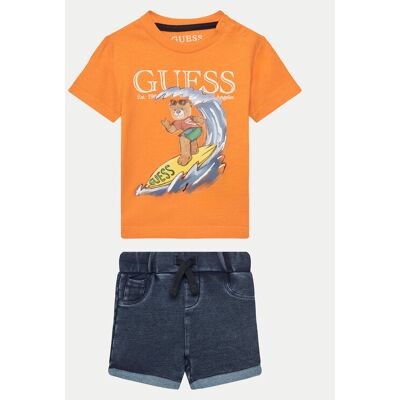 Guess Komplet t-shirt i spodenki I5GG15 K8HM4 Pomarańczowy Regular Fit 3_6M Pomarańczowy Chłopiec Guess Komplet t-shirt i spodenki I5GG15 K8HM4 Pomarańczowy Regular Fit 3_6M Pomarańczowy Chłopiec