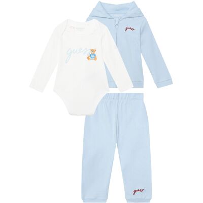 Guess Komplet bluza, body i spodnie dresowe H6YG09 K4135 Niebieski jasny Regular Fit 3_6M Niebieski jasny Chłopiec Guess Komplet bluza, body i spodnie dresowe H6YG09 K4135 Niebieski jasny Regular Fit 3_6M Niebieski jasny Chłopiec