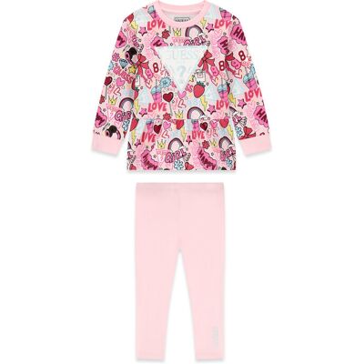 Guess Komplet bluza i legginsy K6YG03 K3841 Różowy Regular Fit 3Y Różowy Dziewczynka Guess Komplet bluza i legginsy K6YG03 K3841 Różowy Regular Fit 3Y Różowy Dziewczynka