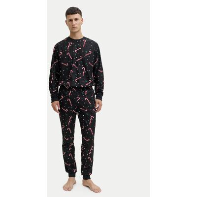 Jack & Jones Piżama Tristan 12285375 Czarny Loose Fit XXL Czarny Męskie Jack & Jones Piżama Tristan 12285375 Czarny Loose Fit XXL Czarny Męskie