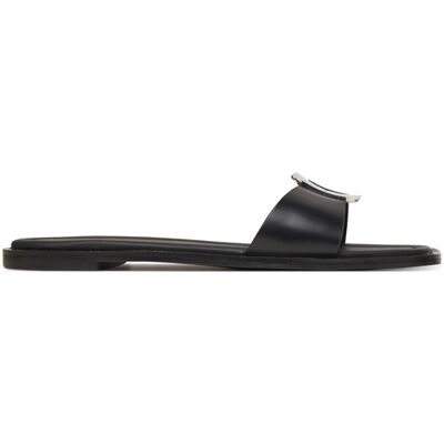 Calvin Klein Klapki Flat Slide W/Ck Hw Big - Lth HW0HW02482 Czarny 39 Czarny Damskie Calvin Klein Klapki Flat Slide W/Ck Hw Big - Lth HW0HW02482 Czarny 39 Czarny Damskie