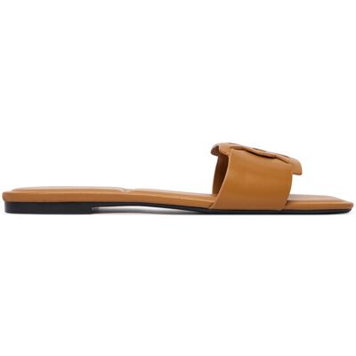 Calvin Klein Klapki Square Flat Sandal Emblem HW0HW03128 Brązowy 37 Brązowy Damskie Calvin Klein Klapki Square Flat Sandal Emblem HW0HW03128 Brązowy 37 Brązowy Damskie