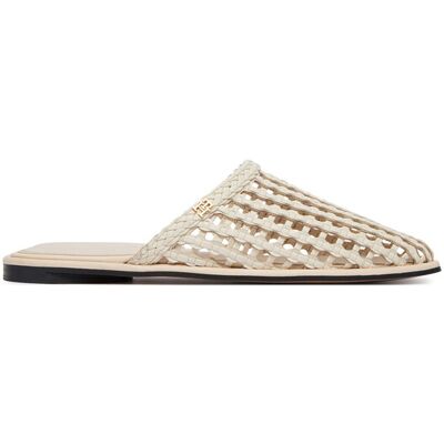 Tommy Hilfiger Klapki Hilfiger Leather Mix Flat Mule FW0FW09280 Kremowy 37 Kremowy Damskie Tommy Hilfiger Klapki Hilfiger Leather Mix Flat Mule FW0FW09280 Kremowy 37 Kremowy Damskie