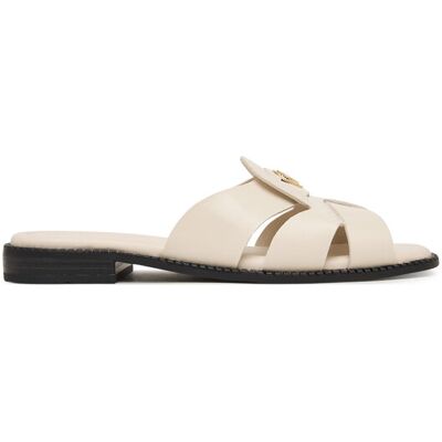 Tommy Hilfiger Klapki Leather Crest Square Toe Sandals FW0FW09126 Kremowy 41 Kremowy Damskie Tommy Hilfiger Klapki Leather Crest Square Toe Sandals FW0FW09126 Kremowy 41 Kremowy Damskie