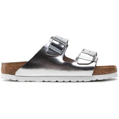 Birkenstock Klapki Arizona Metallic 1005961 Srebrny 39 Srebrny Damskie Birkenstock Klapki Arizona Metallic 1005961 Srebrny 39 Srebrny Damskie