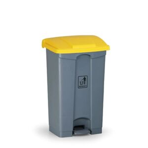 B2B Partner Uniwersalny kosz na śmieci do segregacji z pedałem, 87 l, 480 x 360 x 820 mm, żółty