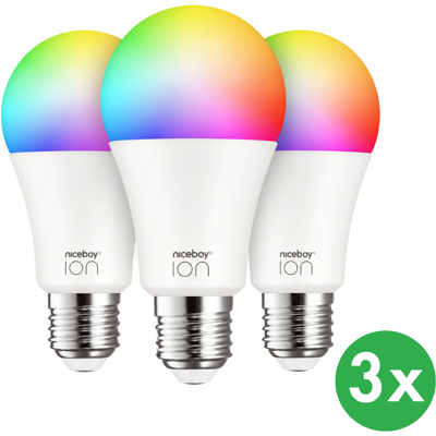 Żarówki Niceboy ION SmartBulb RGB, 12 W, E27, 3 szt. Żarówki Niceboy ION SmartBulb RGB, 12 W, E27, 3 szt.
