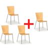 B2B Partner Krzesło drewniane CALGARY 3+1 GRATIS, konstrukcja chromowana, kolor naturalny