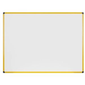 Bi-Office Biała tablica do pisania kredowa na ścianę, magnetyczna, żółta ramka, 1200 x 900 mm