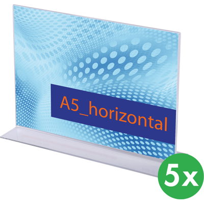 Jansen Display Stojak na menu na stół, typ T, A5 do szerokości, opakowanie 5 szt. Jansen Display Stojak na menu na stół, typ T, A5 do szerokości, opakowanie 5 szt.