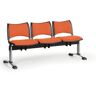 B2B Partner Ławka do poczekalni tapicerowana SMART, 3 siedzenia, pomarańczowy, chromowane nogi