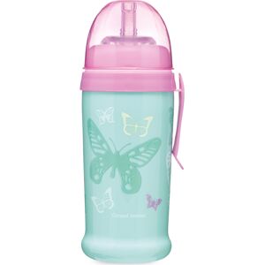 Canpol Babies bidon niekapek z silikonową rurką 350ml Butterfly Turkusowy 12m+