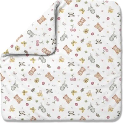 Waldin bambusowa kołdra niemowlęca 75x75 + wstęga do rożka Candy Cute White Waldin bambusowa kołdra niemowlęca 75x75 + wstęga do rożka Candy Cute White