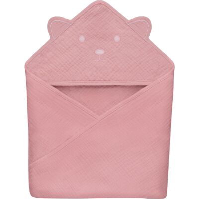 Lionelo ręcznik muślinowy z kapturkiem Pink Baby Lionelo ręcznik muślinowy z kapturkiem Pink Baby