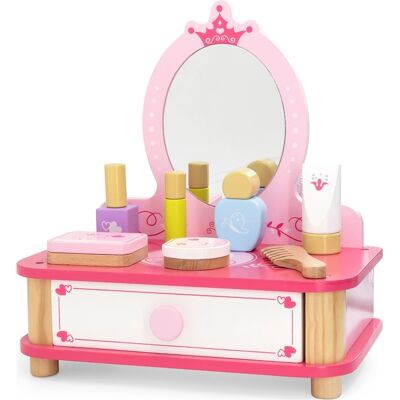 Viga Toys Różowa drewniana toaletka z lustrem - Zestaw do makijażu Viga Toys Różowa drewniana toaletka z lustrem - Zestaw do makijażu
